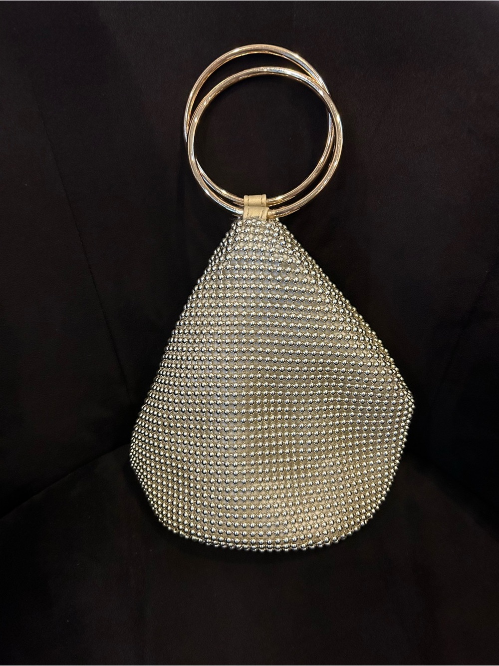 Olga Berg Bianca Ball Mesh Handle Bag in Gold - Picture 3 of 7